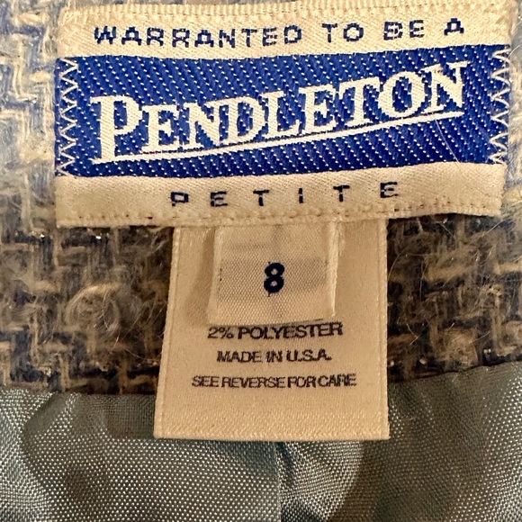Vintage Pendleton Tweed baby blue & white blazer and skirt. - Picture 4 of 8
